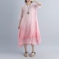 fine cotton dresses trendy plus size Fake Two-piece Pockets Retro Pink Summer Dress