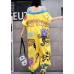 oversize summer women cotton Slash neck jumpsuit pants casual prints short sleeve jumppsuit pants