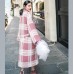 2018 Plaid Wool Coat casual Notched tie waist maxi coat Fashion pockets coat