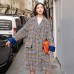 fine multicolor Plaid Winter coat plus size pockets maxi coat vintage Notched Winter coat